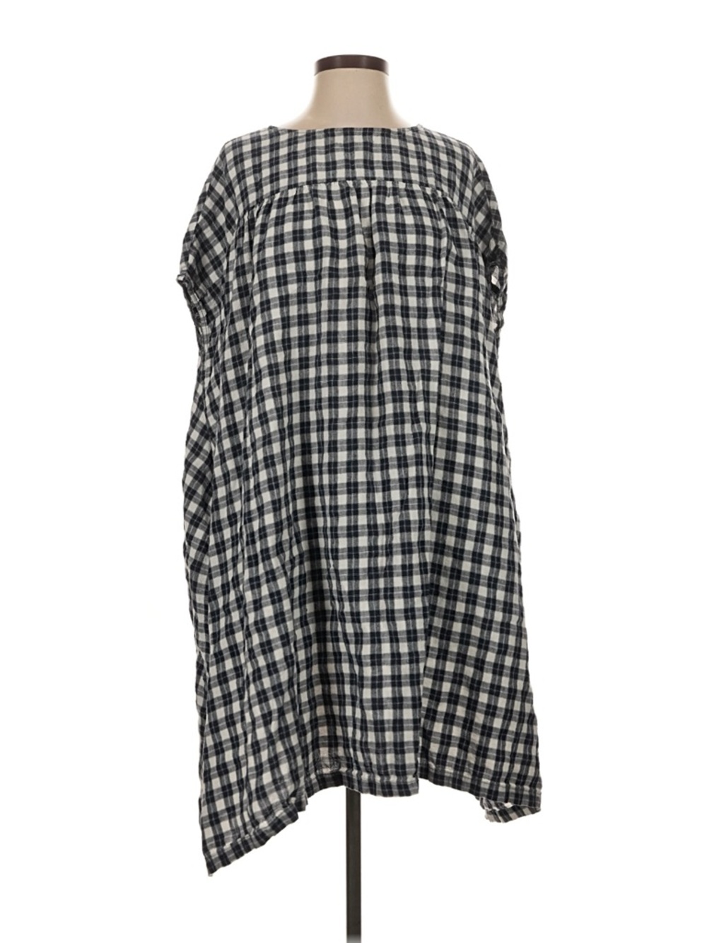 Apuntob Relaxed Black & White Gingham Tunic Dress